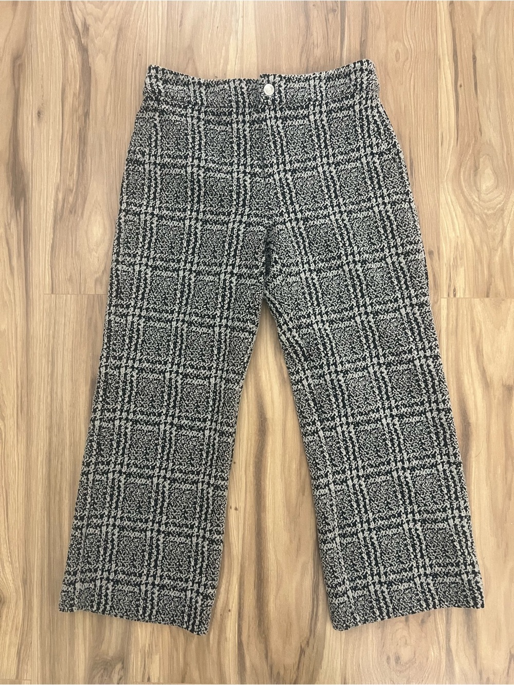 Michael Kors Black and White Plaid Knit Pants